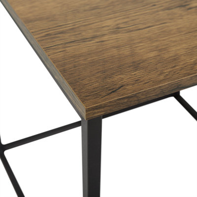 Industrial Nesting Coffee Tables Set of 2 - Dark Brown Wood Veneer, Black Hairpin Legs, Square.