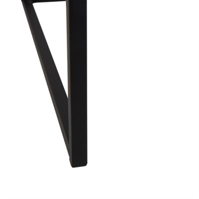 Industrial Nesting Coffee Tables Set of 2 - Dark Brown Wood Veneer, Black Hairpin Legs, Square.