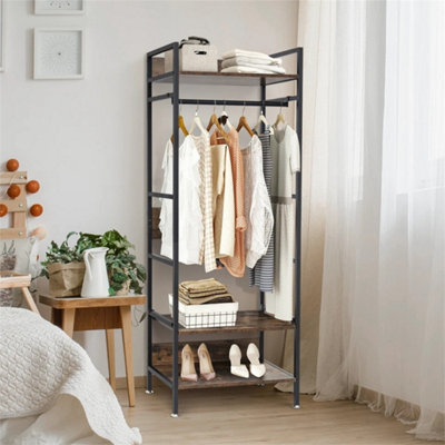 Industrial Open Wardrobe Clothes Rack 3-Tier Storage Shelves for ...