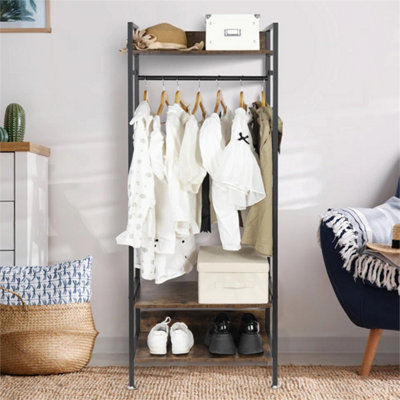 Industrial Open Wardrobe Clothes Rack 3-Tier Storage Shelves for ...
