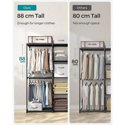 Industrial Open Wardrobe Clothes Rail Rack Bedroom Storage Unit Metal ...