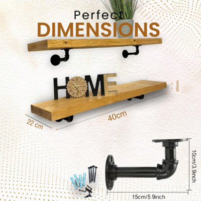 Industrial Black Iron Pipe Shelf Brackets | Set Of 8, 8 Inch, Wall Mount DIY Shelving With Hardware