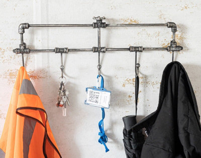 Industrial Pipe Wall Mounted Coat Rack