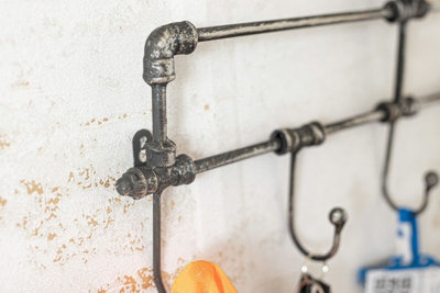 Industrial Pipe Wall Mounted Coat Rack - 4