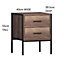 Industrial Reclaimed Wood Effect 2 Drawer Bedside Cabinet