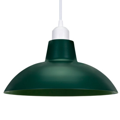 Industrial Retro Designed Matt Forest Green Curved Metal Ceiling Pendant Shade