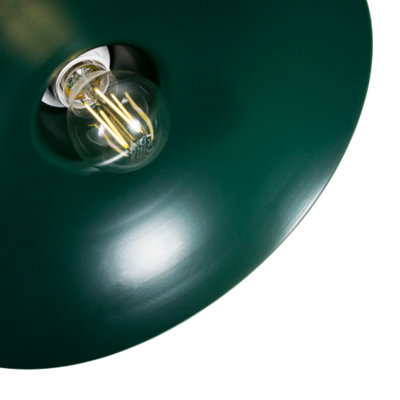 Industrial Retro Designed Matt Forest Green Curved Metal Ceiling Pendant Shade