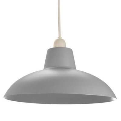 Industrial Retro Designed Matt Grey Curved Metal Ceiling Pendant Light Shade