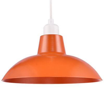 Industrial Retro Designed Matt Vibrant Orange Curved Metal Ceiling Pendant Shade
