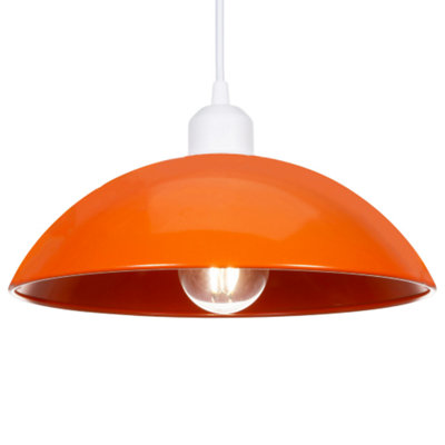 Industrial Retro Designer Orange Gloss Disc Metal Ceiling Pendant Lighting Shade