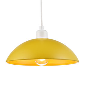 Industrial Retro Designer Yellow Gloss Disc Metal Ceiling Pendant Lamp Shade