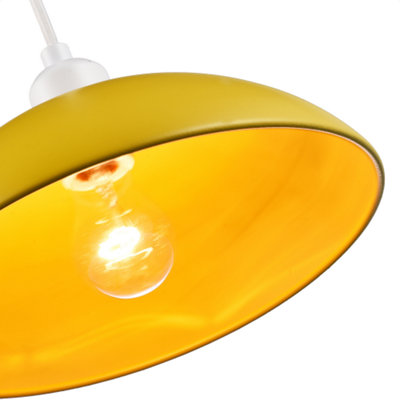 Industrial Retro Designer Yellow Gloss Disc Metal Ceiling Pendant Lamp Shade