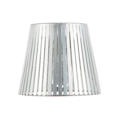 Industrial Retro Matte Silver Light Shade with Flat Metal Strips 18cm ...