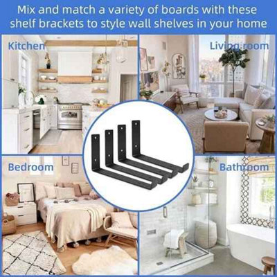 Industrial Shelf Brackets Rustic Scaffold Board Support, 4 Pack