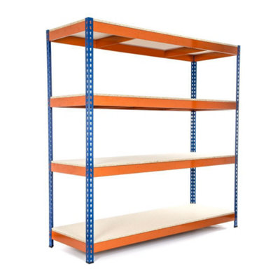 Industrial Shelving Racking 4 Levels, 1800mm H x 1800mm W x 600mm D Heavy Duty 400 KG UDL per Shelf