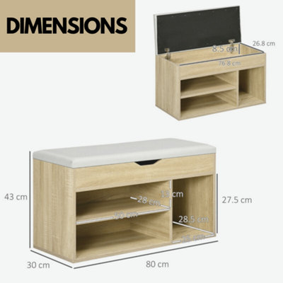 Industrial Shoe Storage Bench With Cushion Seat Oak