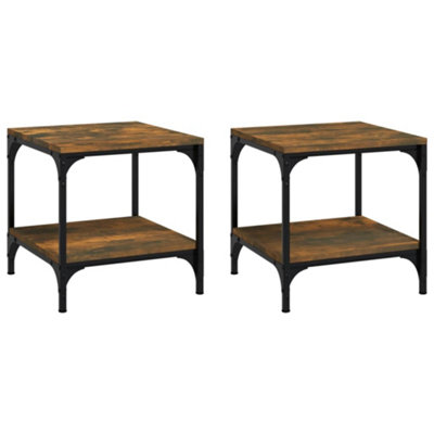 Industrial Side Tables 2 pcs Smoked Oak 40x40x40 cm Engineered Wood