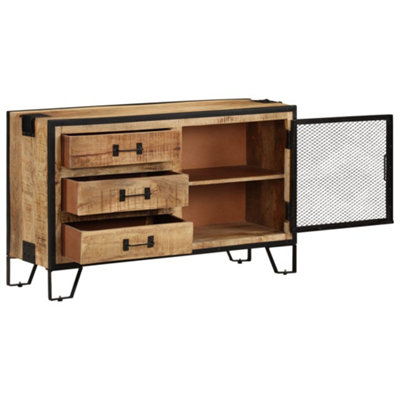 Industrial Sideboard 100x31x60 cm Solid Rough Mango Wood