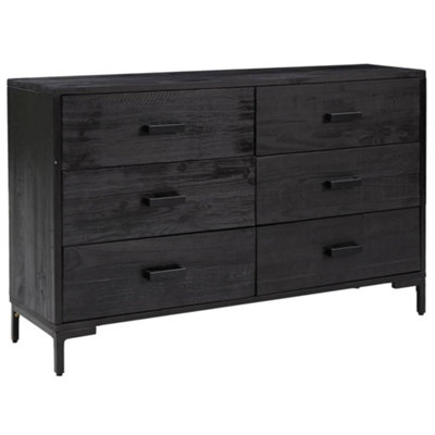 Industrial Sideboard Black 110x35x70 cm Solid Pinewood