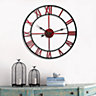 Industrial Silent Metal Wall Clock with Roman Numerals 47cm