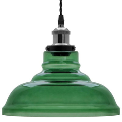 Industrial Smoked Green Glass Ceiling Pendant Light Bowl Lamp Shade K422