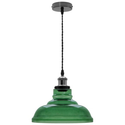 Industrial Smoked Green Glass Ceiling Pendant Light Bowl Lamp Shade K422