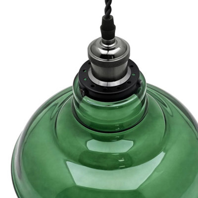 Industrial Smoked Green Glass Ceiling Pendant Light Bowl Lamp Shade K422