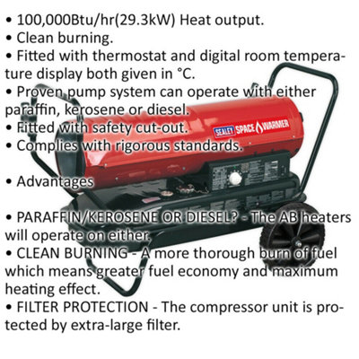 Industrial Space Warmer - Paraffin / Kerosene / Diesel Heater - 100000 Btu/hr