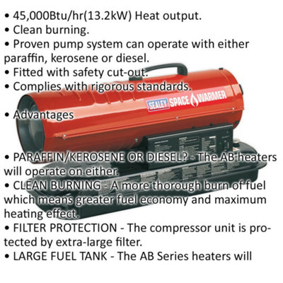 Industrial Space Warmer - Paraffin / Kerosene / Diesel Heater - 45000 Btu/hr