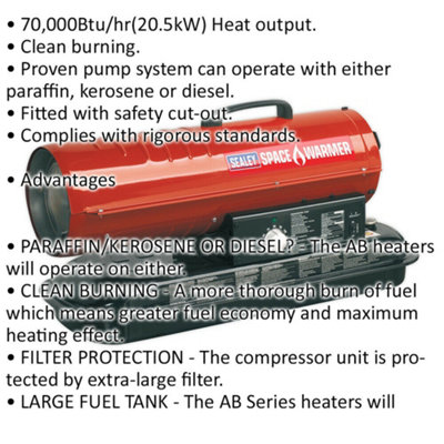 Industrial Space Warmer - Paraffin / Kerosene / Diesel Heater - 70000 Btu/hr