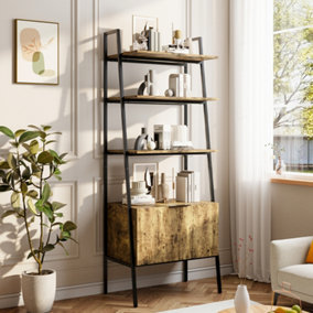 Industrial Style Freestanding Wooden Bookshelf with Storage Cabinet and 4 Shelves 183.5cm (H)