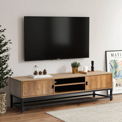 Industrial Style Metal Framed Wooden TV Stand