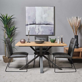 Industrial style star base wooden top Industrial Dining Table - 135cm wide