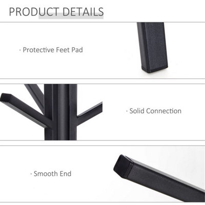 Industrial style tree branch 9 hook coat rack black model, triangular base to prevent tipping