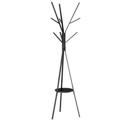 Industrial style tree branch 9 hook coat rack black model, triangular base to prevent tipping
