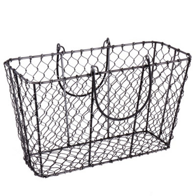 Industrial Style Winter Fireside Chicken Log and Kindling Wire Storage Basket