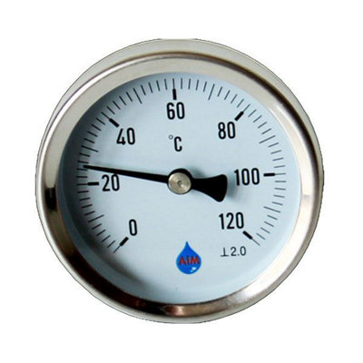 Industrial Temperature Metal Gauge Dial Probe 1/2" BSP Rear Entry Thermometer