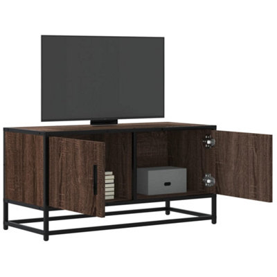 Industrial TV Cabinet Brown Oak 80x34.5x40 cm Engineered Wood and Metal - Luxury Industrial Tv Cabinets