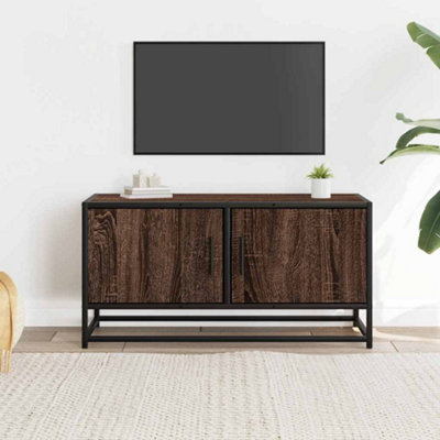 Industrial TV Cabinet Brown Oak 80x34.5x40 cm Engineered Wood and Metal - Luxury Industrial Tv Cabinets