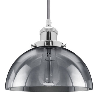 Industrial Vintage Glass Pendant Ceiling Light Shade Smoke Grey M0101