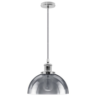 Industrial Vintage Glass Pendant Ceiling Light Shade Smoke Grey M0101