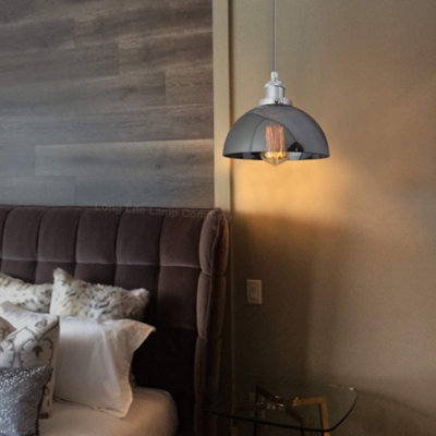 Industrial Vintage Glass Pendant Ceiling Light Shade Smoke Grey M0101