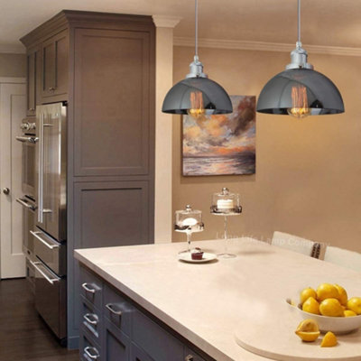 Industrial Vintage Glass Pendant Ceiling Light Shade Smoke Grey M0101