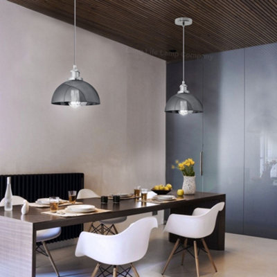 Industrial Vintage Glass Pendant Ceiling Light Shade Smoke Grey M0101