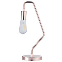 Industrial Vintage Style Shiny Copper Plated Table Lamp with Inline Switch