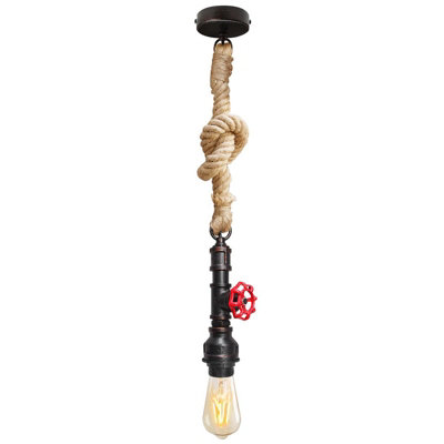 Industrial Water Pipe Vintage Ceiling Rope Pendant Light with Valve Tap ...
