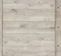 Industrial Wood Effect Wallpaper Rasch Light Grey Vinyl Paste The Wall Textured