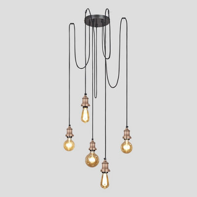 Industville Brooklyn 5 Wire Pendant, Copper