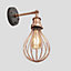 Industville Brooklyn Balloon Cage Wall Light, 6 Inch, Copper, Copper Holder