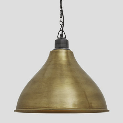 Industville Brooklyn Cone Pendant, 12 Inch, Brass, Pewter Chain Holder